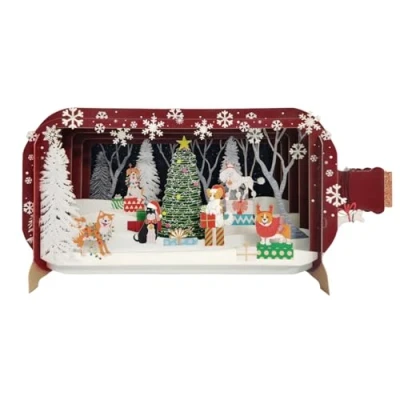 Image of Message in A Bottle Festive Xmas Dogs Pop Up Christmas Greeting Card XMIB108