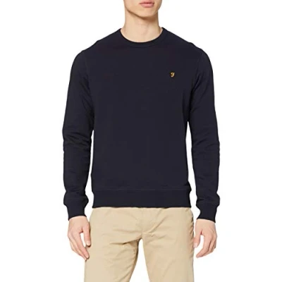 Image of Farah Mens Crew Neck Vintage Tim Sweatshirt Navy XXL