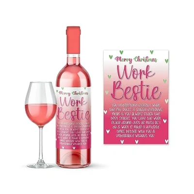 Image of Rib Ticklerz Funny Wine Label Work Bestie Christmas Gifts Bottle Labels Secret Santa Colleague Present Merry Coworker WLS3