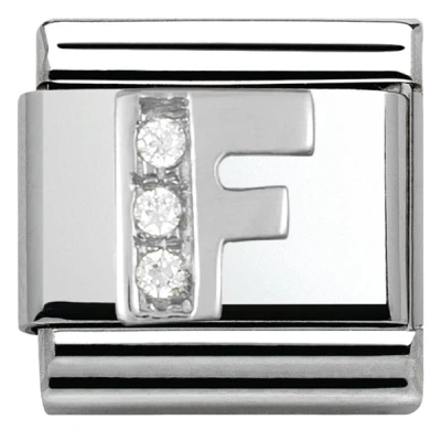 Image of Nomination Silver Cubic Zirconia Letter Charm F