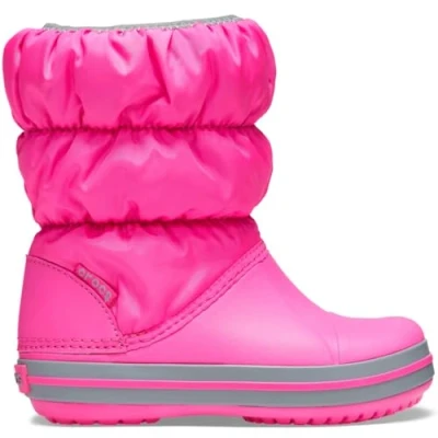 Image of Crocs Winter Puff Boot Kids Fashion, Electric Pink/Light Grey, 9 UK Child
