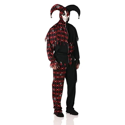 Image of California Costumes Men&#039;s Sinister Jester Adult Sized Costume, Black, Large