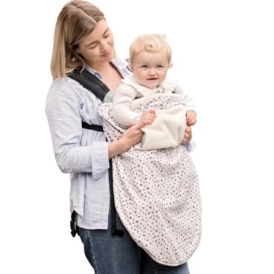 Image of Cheeky Chompers Baby Travel Blanket Lightweight, Attaches to Pushchair, Pram, Carrier, Car Seat Soft &amp; Cosy Fleece with Hand and Feet Pouches Ideal for Winter (Leopard Spot)