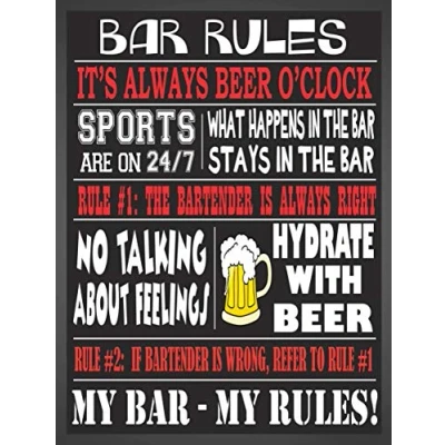 Image of SHAWPRINT BAR RULES BAR/PUB MAN CAVE SIGN RETRO METAL TIN WALL PLAQUE NOVELTY GIFT (A3 (399mm x 285mm))
