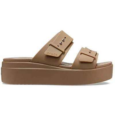 Image of Crocs Unisex Brooklyn Buckle Lowwdg Clog, Khaki, 4 UK Men 5 Women