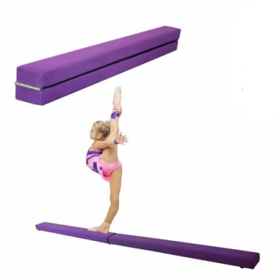 Image of Dripex 210 cm Folding Gymnastics Training Balance Beam for Children, Faux Suede Exercise Gym at Home, violet