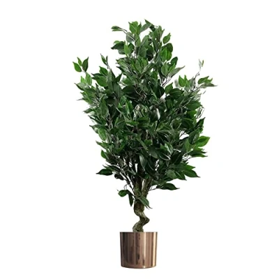 Image of Leaf Realistic Artificial Ficus Tree with Planter, Mixed Materials, 110cm Evergreen Copper