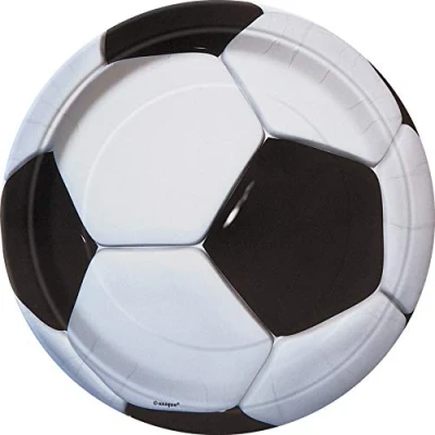 Image of Unique 27305EU Eco Friendly Paper Plates 23 cm Football Party 8 Count (Pack of 1), Multicolour
