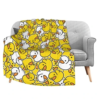 Image of FeHuew Cartoon Cute Duck Childish Soft Throw Blanket 40x50 inch Lightweight Warm Flannel Fleece for Couch Bed Sofa Travel Camping Kids Adults