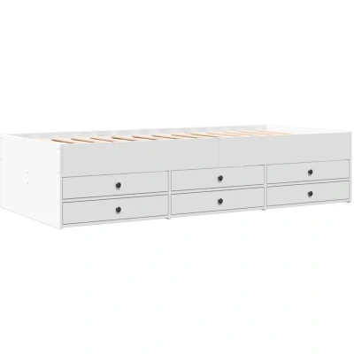 Image of vidaXL Daybed with Drawers without Mattress White 75x190 cm Small Single