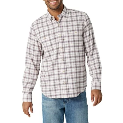 Image of Wrangler Authentics Men&#039;s Cloud Flannel Woven Shirt Button, Potent Purple, S