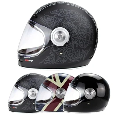 Image of VPR.303 VIPER F659 Motorbike Premium Retro Full Face Helmet Fiberglass Scooter Rider Men &amp; Women Vintage Classic Sports Racing Touring ECE Approved Jorvik M