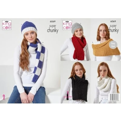 Image of King Cole Ladies Celestial Super Chunky Knitting Pattern Accessories (6069)
