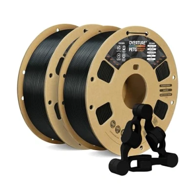 Image of OVERTURE PETG Filament 1.75mm,3D Printer PETG,1kg Spool (2.2lbs),Dimensional Accuracy +/ 0.03mm,Fit Most FDM (Black*2)