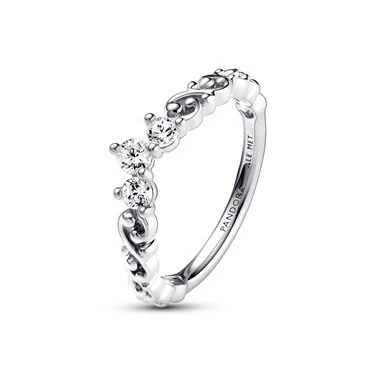 Image of Pandora Moments Regal tiara sterling silver ring with clear cubic zirconia, 50