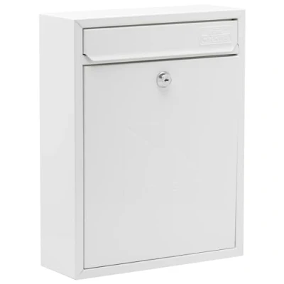 Image of Burg Wachter MB05 White Compact Wall Mounted Galvanised Steel Postbox 26x33x9cm