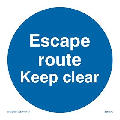Image of Escape route keep clear Sign 200x200mm S20
