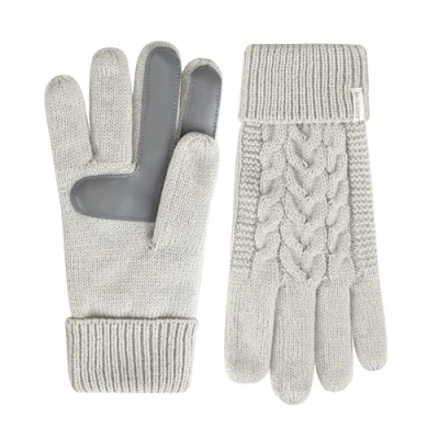 Image of isotoner Women&#039;s Cable Knit Gloves with Touchscreen Palm Patches, Heather Grey, One Size