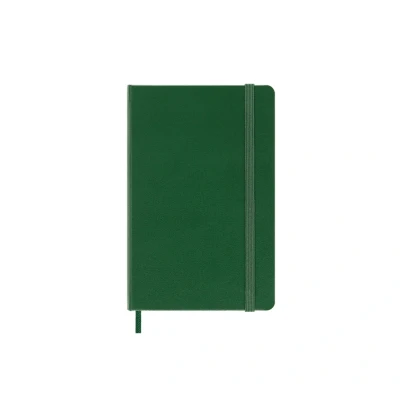 Image of Moleskine Classic Plain Paper Notebook, Hard Cover and Elastic Closure Journal, Color Myrtle Green, Size Pocket 9 x 14 cm, 192 Pages
