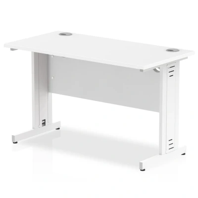 Image of Impulse 1200 x 600mm Straight Desk White Top Cable Managed Leg