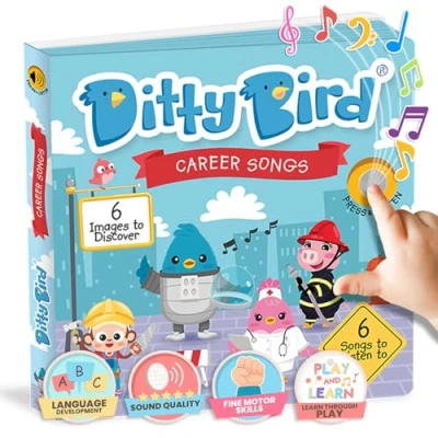 Image of Ditty Bird Musical Books For Toddlers Fun Children&#039;s Nursery Rhyme Book The Firefighter with Sound Interactive Toddler 1 Year Old to 3 Olds Sturdy Baby