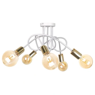 Image of Rumba Multi Arm Semi Flush Ceiling Light White, Gold, 50cm, 5x E27
