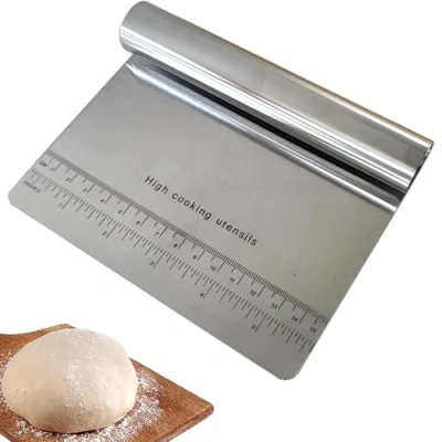 Image of Dough Pastry Bench Cutter Scraper, Stainless Steel Scraper Pizza for Baking Cake Decorating
