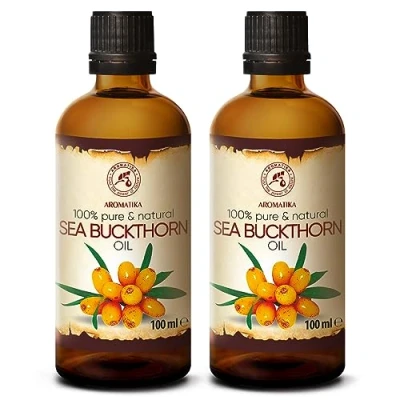 Image of Sea Buckthorn Fruit Oil 200ml Cold Pressed Unrefined 100% Pure &amp; Natural Hippophae Rhamnoides Best for Hair Body Face Beauty Relaxation Massage