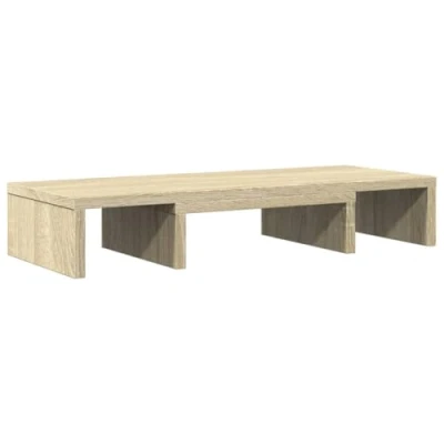 Image of vidaXL Adjustable Monitor Stand Oak 60 x 24 10.5 cm in Particleboard, Riser, Desk Stand, Riser for
