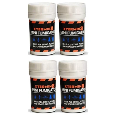 Image of 4 x Permethrin Smoke Generators Xtermin8ProB Cat dog Flea Bomb indoor house home fumigation carpet fleas killer