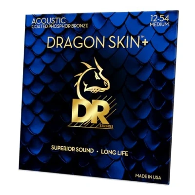 Image of DR DAP 12 DRAGON SKIN+™ Coated phosphor bronze acoustic guitar strings, Superior sound with pleasant feel &amp; long lifespan, light 54
