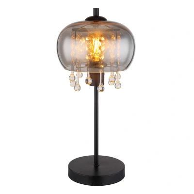 Image of Corry Glass Table Lamp Matt Black Smoke Shade 1x E27