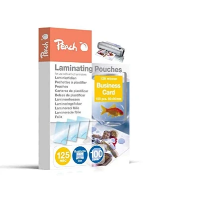 Image of Peach PP525 08 Laminating Pouches Business Card 60 x 90 mm 125 microns Pack of 100