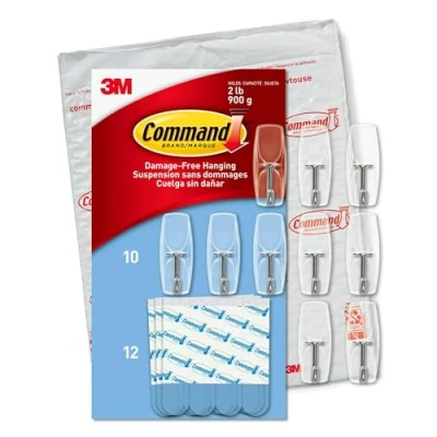 Image of Command Medium Wire Toggle Hooks, Damage Free Hanging Wall Hooks with Adhesive Strips, No Tools for Organizational Items in Living Spaces, 10 Clear and 12 Strips