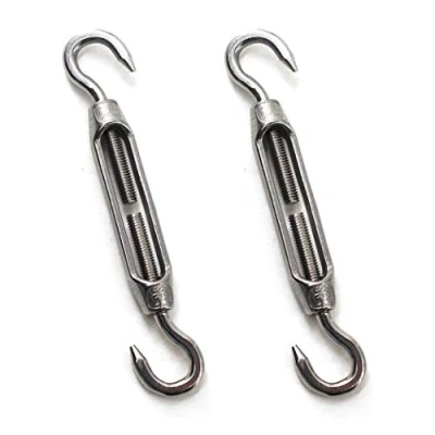 Image of M8 Turnbuckle 304 Stainless Steel Hook And Wire Rope Tension Pack Of 2
