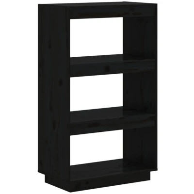 Image of vidaXL Book Cabinet/Room Divider Black 60x35x103 cm Solid Wood Pine