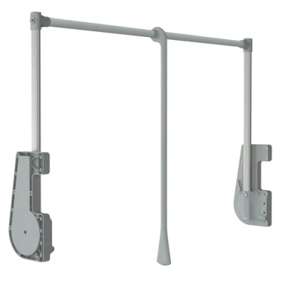 Image of Pull Down Hanging Rail For Wardrobe, 15KG Capacity, Soft Close, Adjustable 750mm 1150mm (Grey)