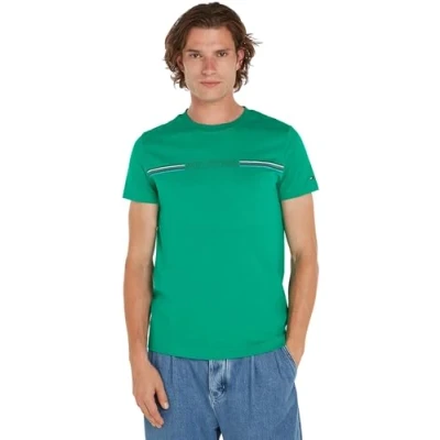 Image of Tommy Hilfiger Men&#039;s Stripe Chest Tee Mw0mw34428 S/S T Shirts, Green (Olympic Green), XS