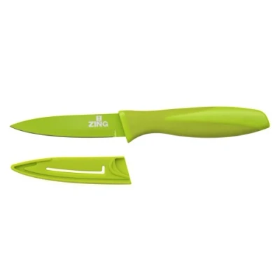 Image of Premier Housewares Zing Vegetable Knife, Non Stick Blade with Lid, Lime Green PP, TPR Coated Grip