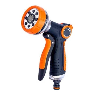 Image of RnCop Garden Hose Spray Gun, 8 Adjustable Patterns High Pressure Nozzle, Water Flow Control, Perfect for Plants, Lawns, Cars, Bikes, and Pets Bathing
