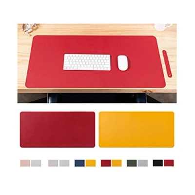 Image of Office Desk Pad Waterproof PU Leather,Dual Sided Large Mouse Pad,Desk Mat Blotter Non Slip Writing Mat,Desk Protector for Office/Home,100x50cm,Red+Yellow