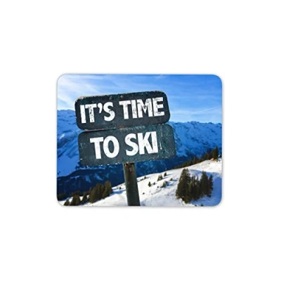 Image of Destination Vinyl ltd Skiing Mouse Mat Pad Ski Mountain Sign Snow Fun Computer #13033