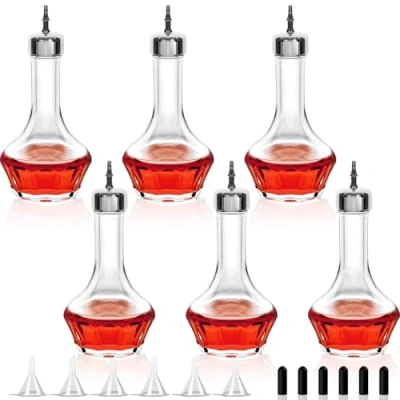 Image of Bitters Bottle Set of 6 50ml Glass Dash with Dasher Top, Professional Bar Tool for Making Cocktails