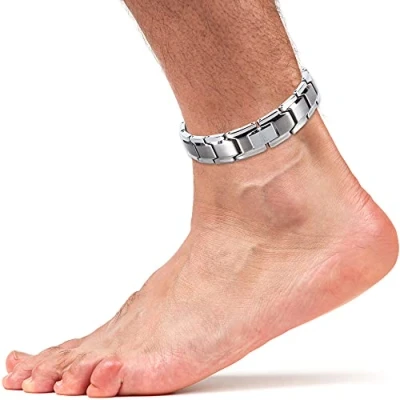 Image of Smarter LifeStyle Elegant Titanium Magnetic Anklet (Large Bracelet/Anklet (26cm): Silver)