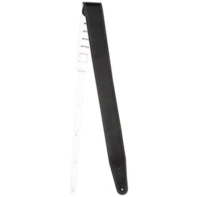 Image of D&#039;Addario Reversible Leather Guitar Strap Accessories Electric Strap, Acoustic &amp; Bass Black/White