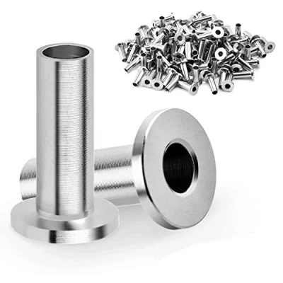 Image of Stainless Steel Protector Sleeves Protective Grommet Kit for 1/8&quot; 5/32&quot; or 3/16&quot; Wire Rope Cable Railing, DIY Balustrade T316 Marine Grade Come with a Drill Bit (150 Pcs)