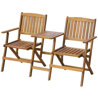 Image of vidaXL Folding Garden Bench with Tea Table 140 cm Solid Acacia Wood