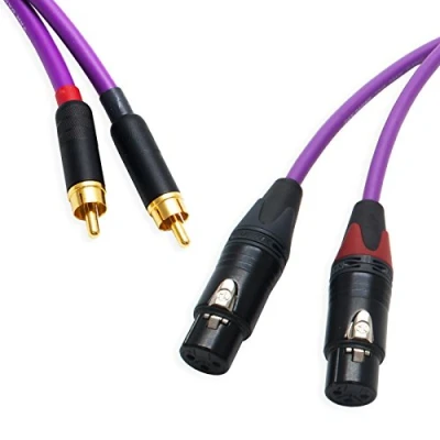 Image of Pseudo Balanced RCA Phono to Female XLR Lead (PAIR). Van Damme &amp; Neutrik Cable (1m, Purple)