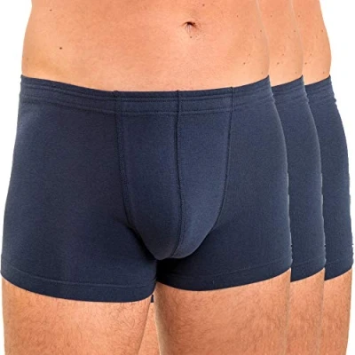 Image of HERMKO 3901 3 Pack Men&#039;s Boxer Shorts in 100% Organic Cotton, Size:XX Large, Colour:Navy