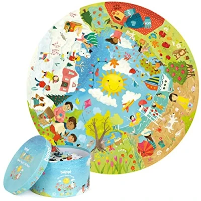 Image of Boppi Puzzles for 5+ year olds / 150 Piece Round Circle Jigsaw Kids Aged 5 8 Made with 100% Recycled Card Seasons